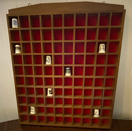Wooden thimble display case - thimble,