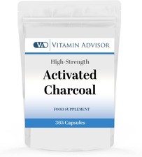 Pure  Activated Charcoal 400mg Bloating Detox Gut Health UK Supplement Vegan