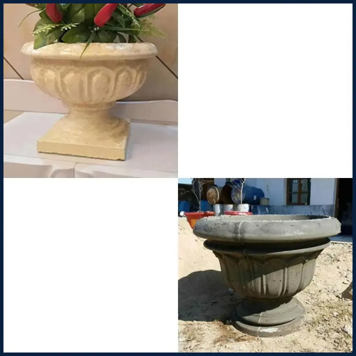 Plastic concrete planter - concrete,
