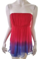 MONSOON Womens Tunic Blouse Red Sleeveless Silk 100% 14/16 (42) Off Shoulder