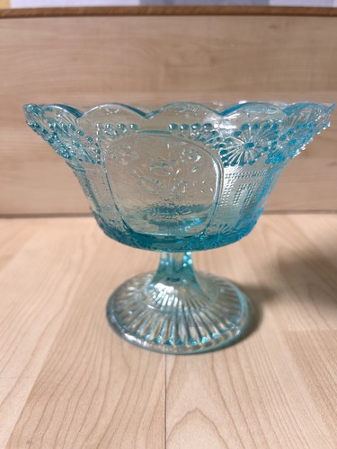Vintage ice blue glass compote - vintage,