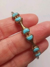 Stella & Dot Gold Tone Turquoise Bangle R5M