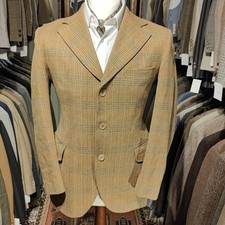 Vintage 38s Tweed Plaid Mustard Tartan Mens Suit Jacket Blazer Harris Style 