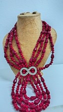 Deep Red Beaded Statement