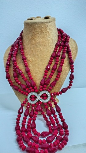 Deep red beaded statement - deep,