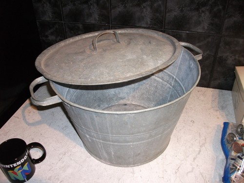 Galvanised wash tub double - tub,