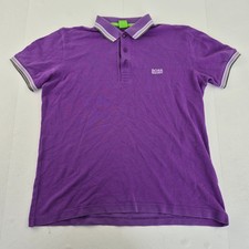 BOSS HUGO BOSS Polo Shirt Medium Purple Men's Cotton Modern Fit Embroidered Logo