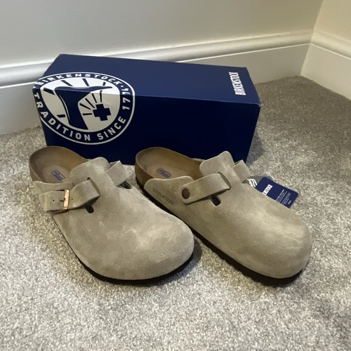 Birkenstock boston taupe suede - birkenstock,