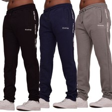 Firetrap Mens Designer Fleece Cotton Jogging Bottoms Zip Pockets Logo Joggers