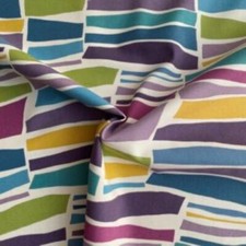 Sanderson Milla Damson / Multi Geometric Patterned  Fabric Material 138 cm