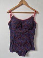 Vintage 60s Bri Nylon Retro Panel Front Swimsuit Size 10 12