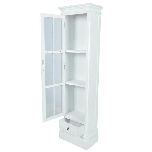 Narrow white display cabinet - white,