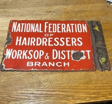National Hairdresser federation enamel sign double sided