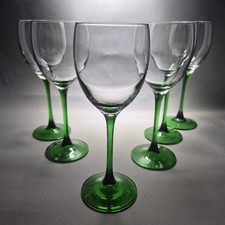 5x Vintage Wine Glasses Green