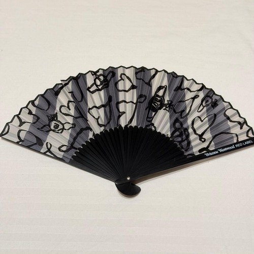 Hand fan monotone stripe - stripe, heart