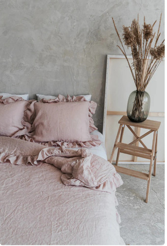 Ruffled linen duvet cover - linen,