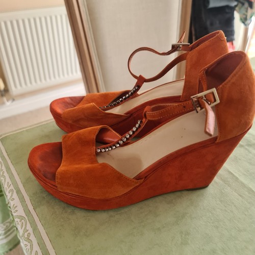 Clarks orange suede sandals - suede, 4