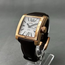 TW Steel Mens Goliath Watch CE3007 Gold Date Brown Leather Square New Battery