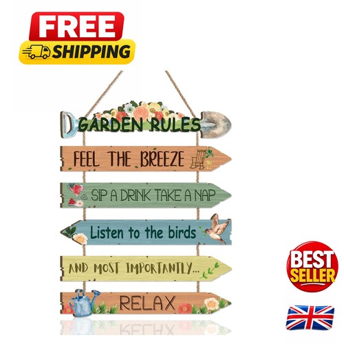 Rustic garden rules wall sign - wall,