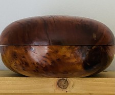 Wooden Moroccan Wood Burl Thuya Round Pebble Jewellery Trinket Box Hand Made