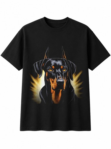 Greyscale doberman glowing dog - doberman,