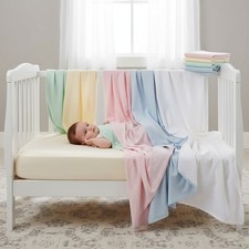 Baby COT BED Flannelette FLAT Sheets Pack of 2 Cotton Pink Blue White Cream