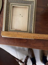 Antique Persian Art Hand Painted on Bone Miniature Khatam Inlaid  Frame