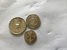 1881 Queen Victoria Part Maundy Set Young Bun Head E.F Grade 1/2/3/p