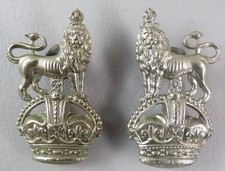 Collar Badge Pair White Metal