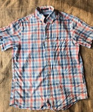 GANT Malibu Heather Poplin Checkered Short Sleeve Shirt M - Blue/Pink/White