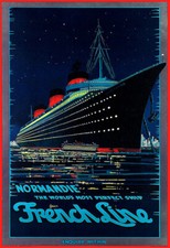 Normandie The Worlds Most Perfect Ship French Line Ship Liner Sea  Poster Print