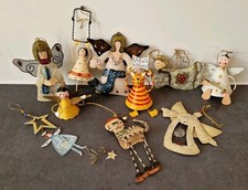 Mixed Lot 10 Angel Cherub Cat Christmas Tree Decorations Metal Tin Painted