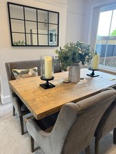 GREY SOLID WOOD 6 SEATER