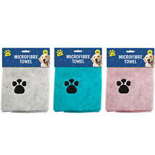 Large Microfibre Pet Towel Super Absorbent Embroidery Paw Print Dog Cat QuickDry