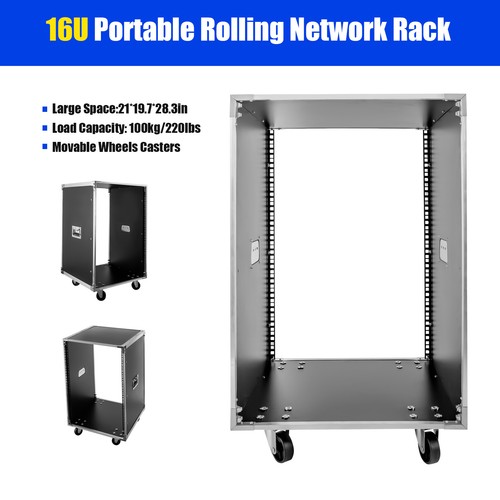 16u mobile open frame rack - open,