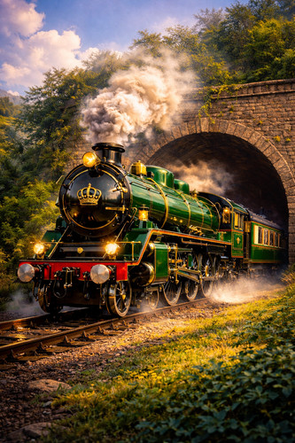 Vintage steam train wall - steam,