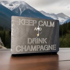 Keep Calm and Drink Champagne slate wall clock