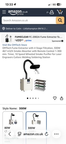 Omtech 300w fume extractor - omtech,