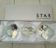 Julien Macdonald Set of 3 K9 Crystal Diamond Shaped Paperweights 6x 6x 3.5 cm