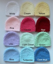 Beanies Hats Handmade Crochet Baby 3 sizes,Premature,NewBorn & 0-3 Mths