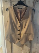 Waistcoat 14 George Tan brown Buttons Faux Pockets Tailored Look New on Trend 