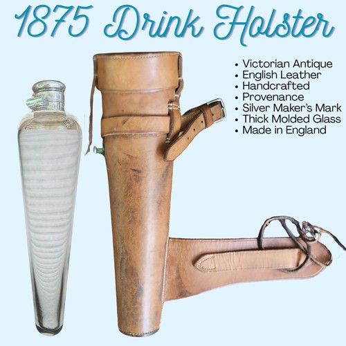 Antique leather water bottle - water,