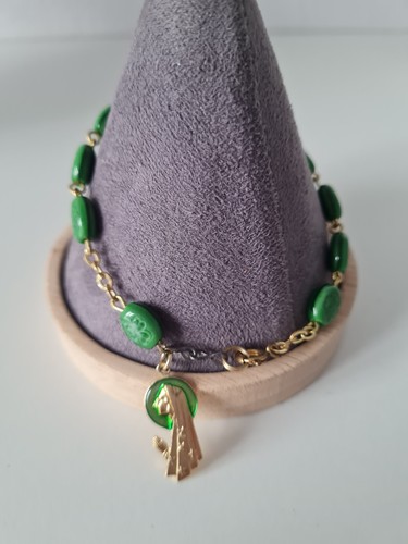 Gold tone green beaded - gold,