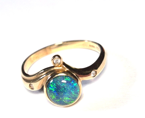 9ct gold black opal - black, and