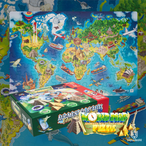 World map puzzle - 3d,