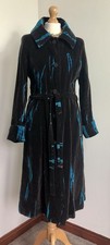 Nomads tie dye soft cotton velvet belted long midi trench coat size S UK 8 10