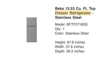 Beko BFTF2716SS 13.53 Cu. Ft