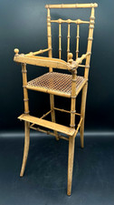 Victorian Aesthetic Faux Bamboo Dolls High Chair Orig Cane Foot Rest Safety Tray