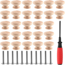 30 Pcs 35 X 25Mm Wooden Door Mushroom Knobs, round Wooden Drawer Handles, Wood C
