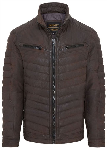 Men puffer leather - leather, biker